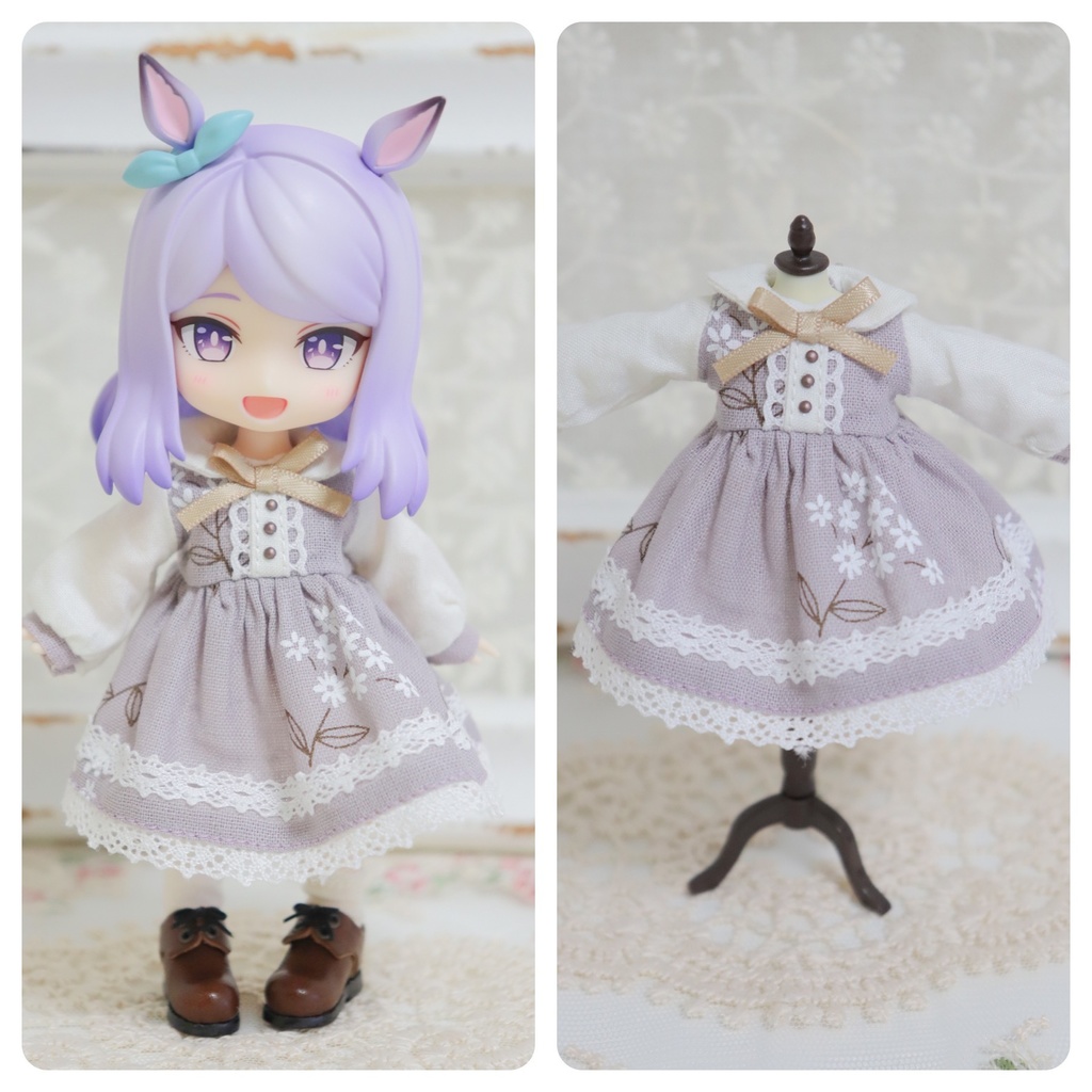 くすみ色の長袖レースワンピース