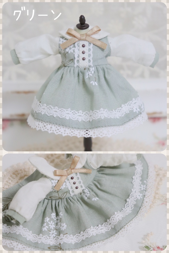 くすみ色の長袖レースワンピース