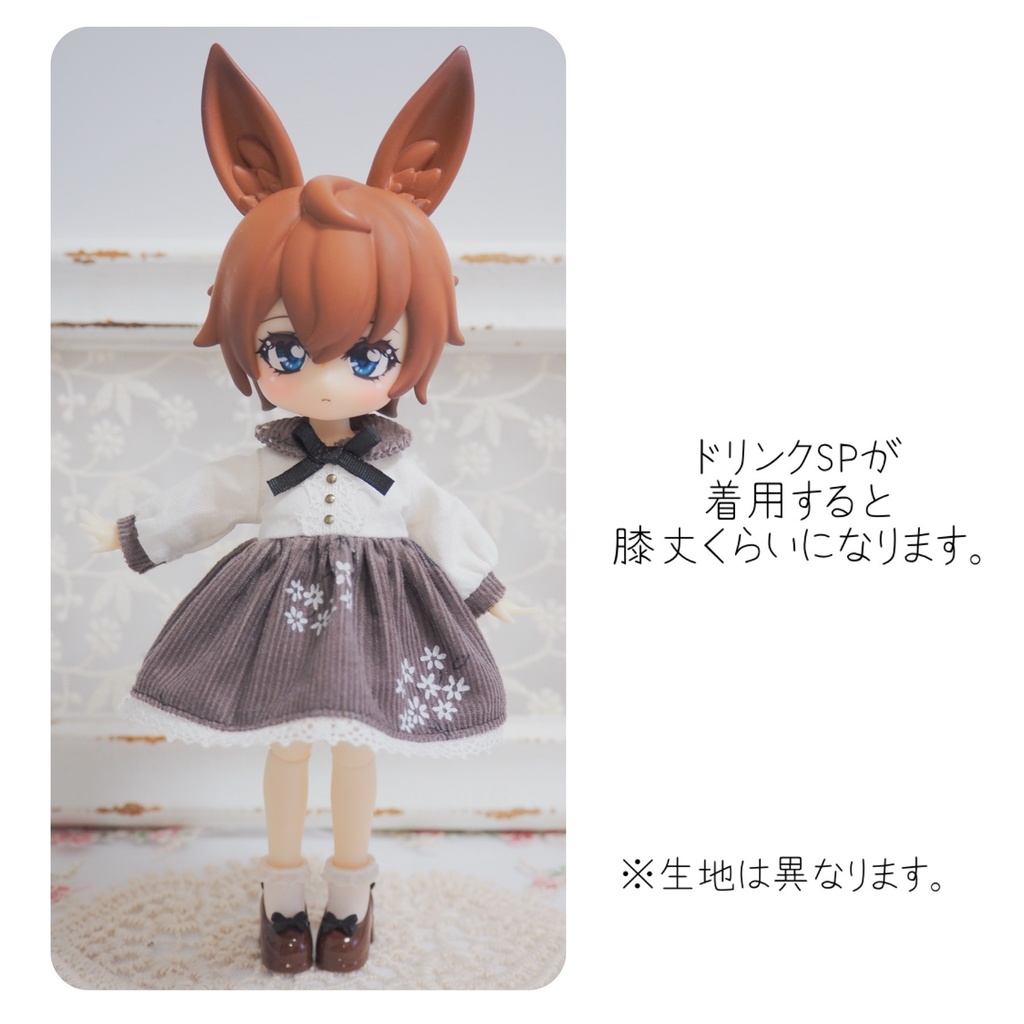 コーデュロイ生地の小花柄ワンピース