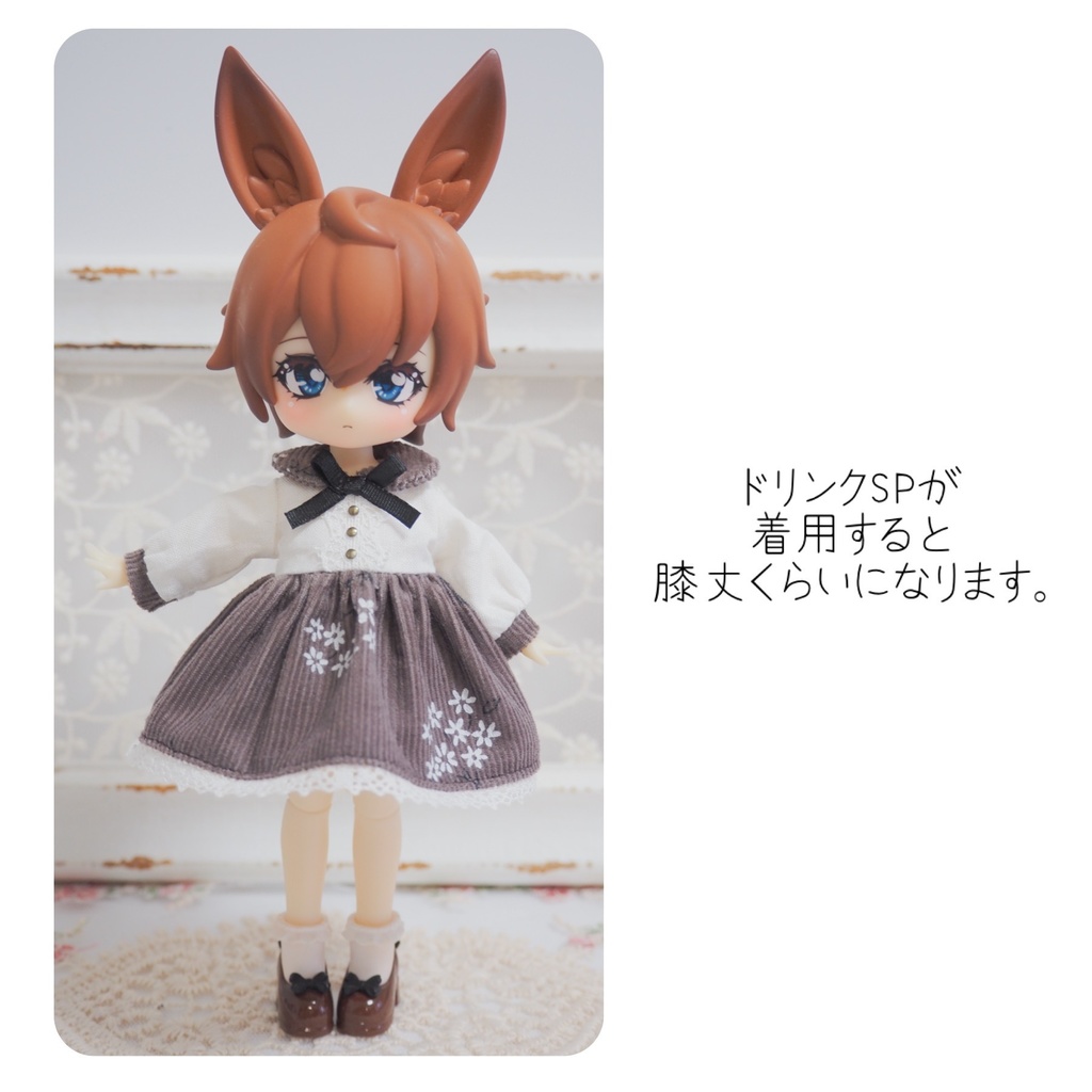 コーデュロイ生地の大花柄ワンピース