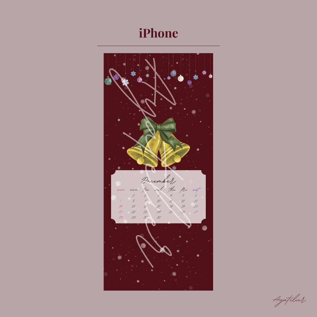 Christmas Bell - December Premium Wallpaper - Bordeaux