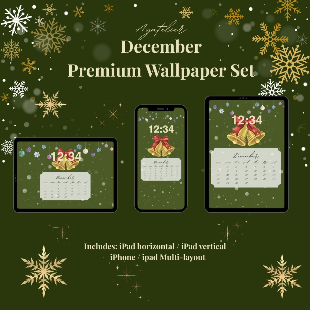 Christmas Bell - December Premium Wallpaper - 3colors set