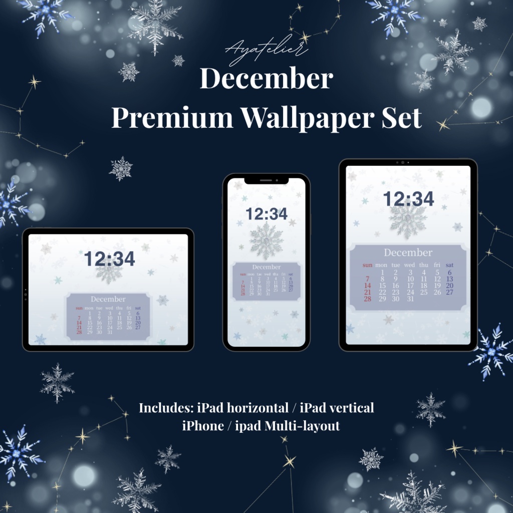 Snow Glow - December Premium Wallpaper - 3colors set