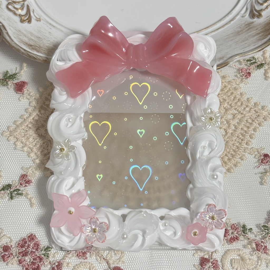 ホイップデコ 硬質ケースデコ トレカケースデコ ピンク リボン