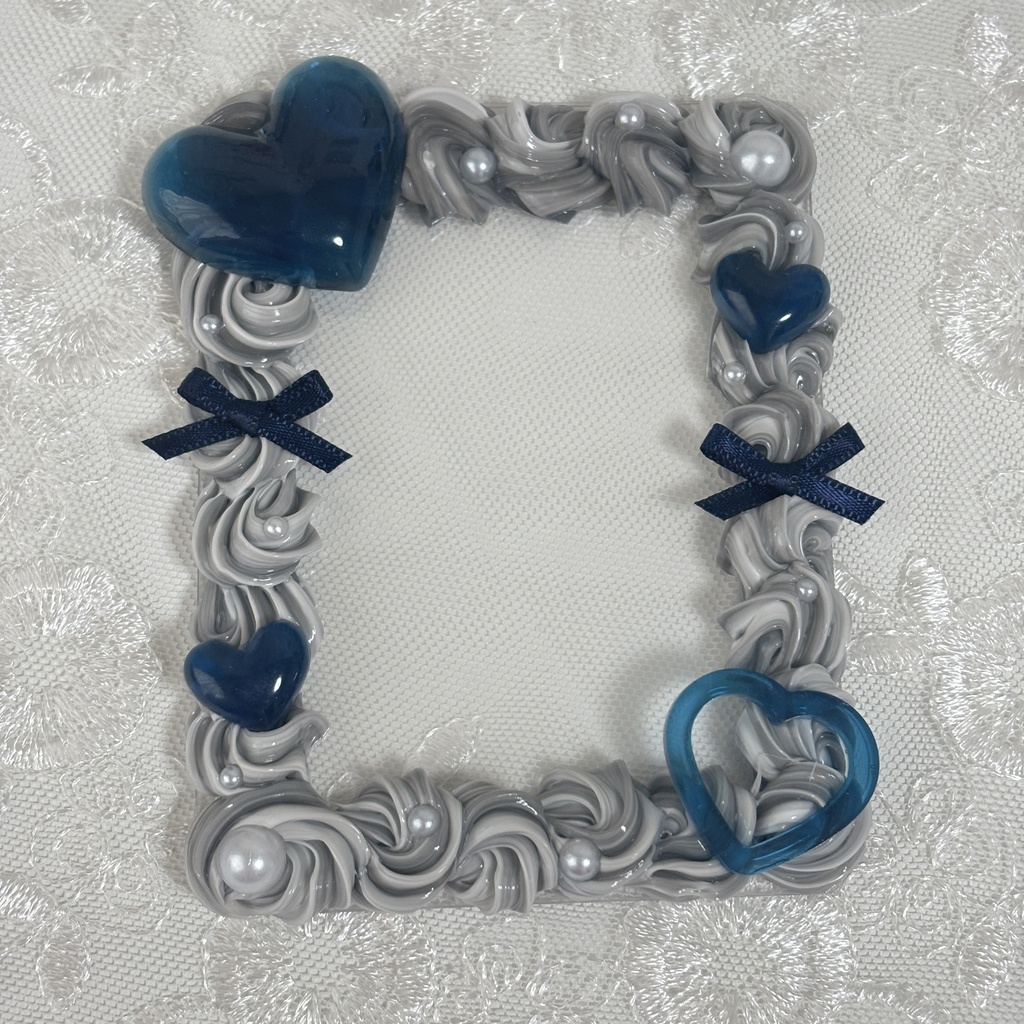 ホイップデコ トレカケースデコ 硬質ケースデコ b8 黒 ハート リボン