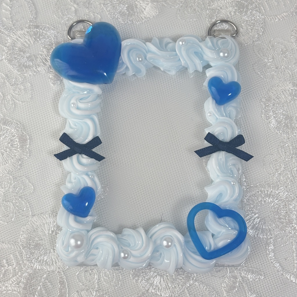 ホイップデコ トレカケースデコ 硬質ケースデコ b8 黒 ハート リボン