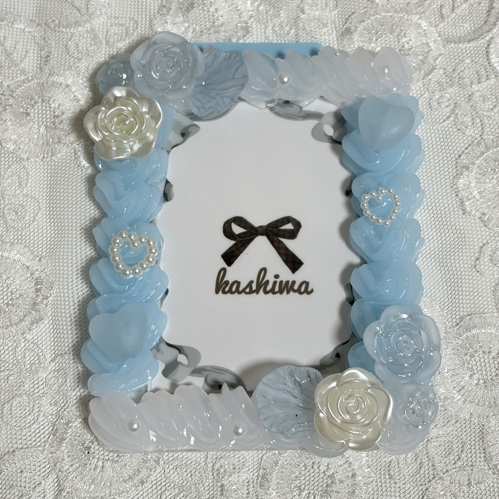 ホイップデコ 硬質ケースデコ トレカケースデコ b8 ライトブルー バラ