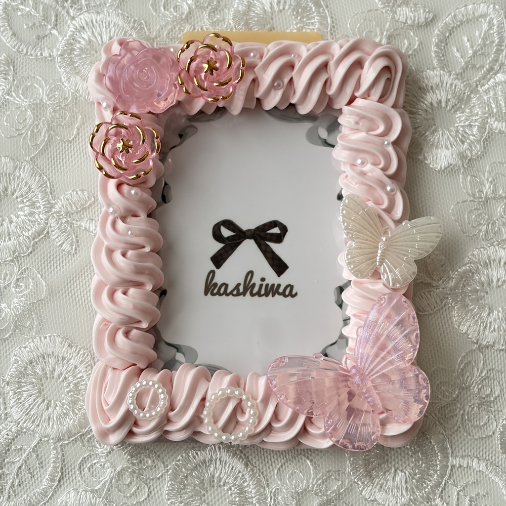 ホイップデコ 硬質ケースデコ トレカケースデコ b8 ピンク バラ 蝶々