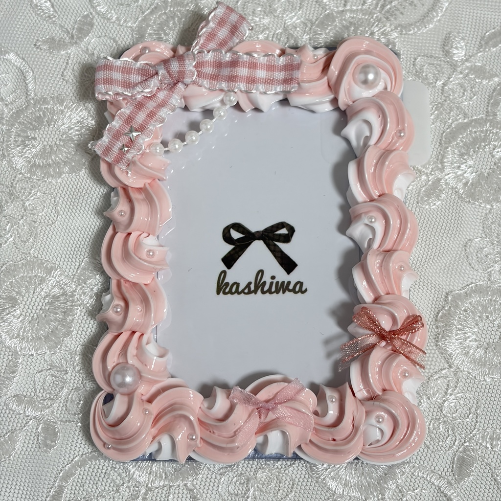 ホイップデコ 硬質ケースデコ トレカケースデコ A7 ピンク リボン