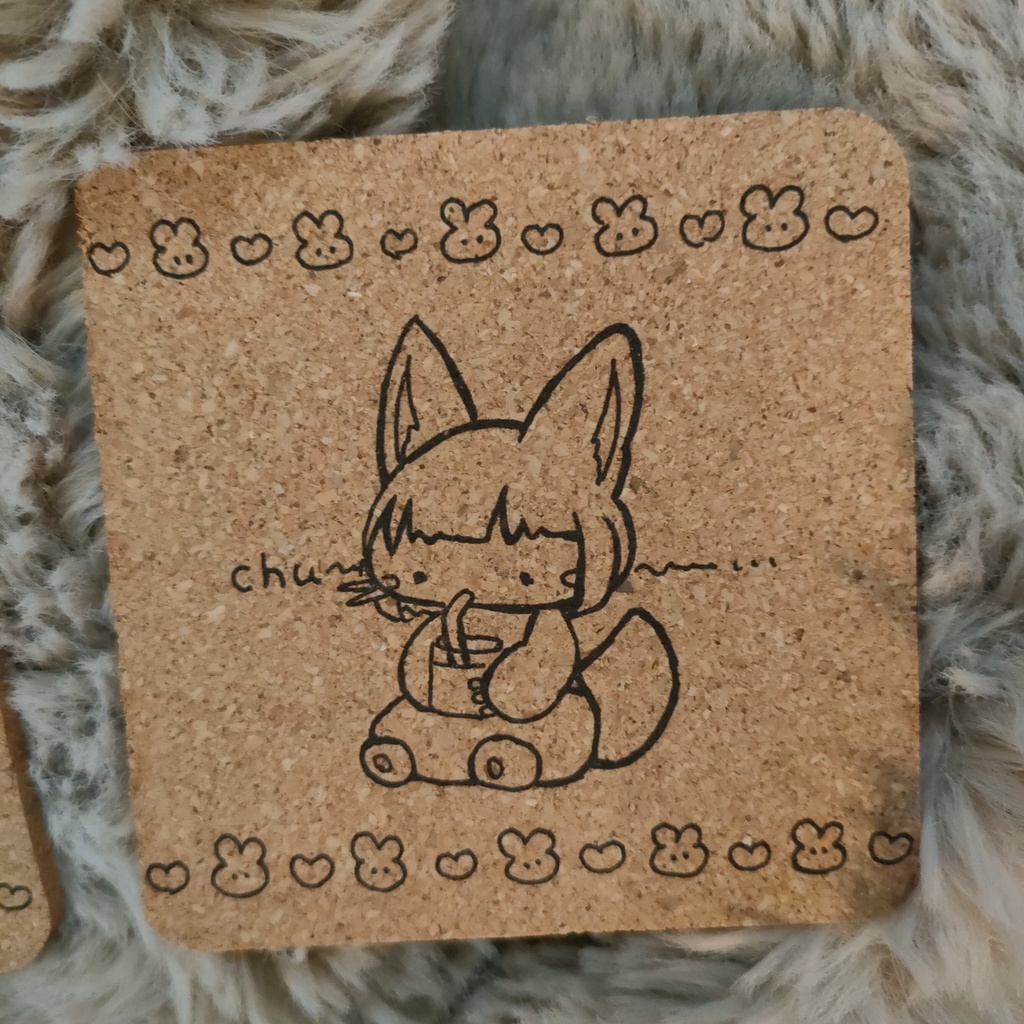 コルクコースターちゅーとナナチちゃん。