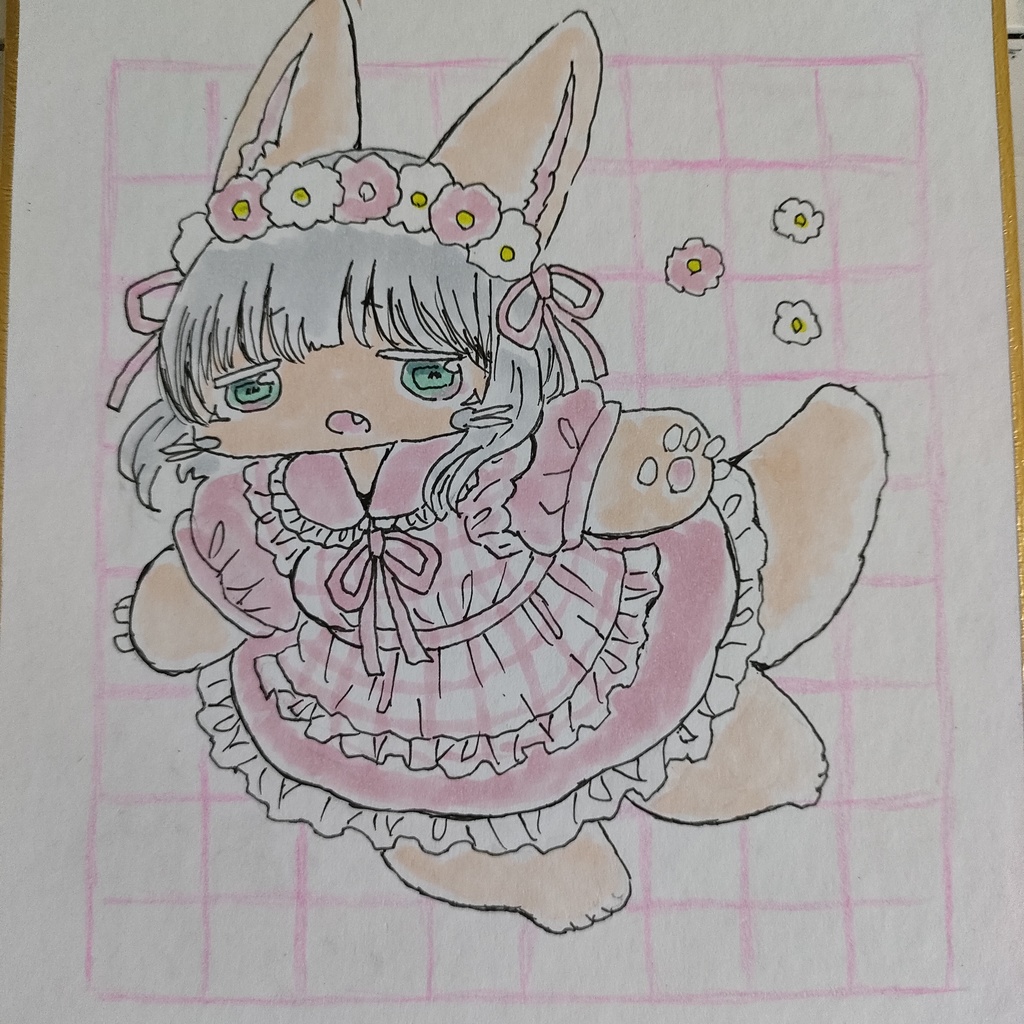 イラスト色紙　お花の妖精ナナチちゃん