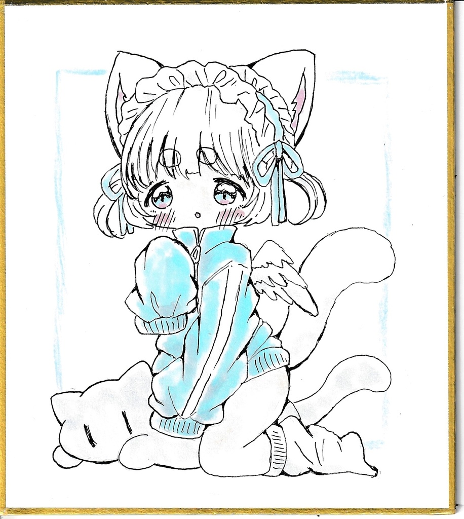 純白なの。ミニ色紙。直筆。