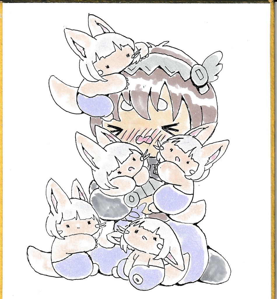 ふわふわ天国。直筆色紙。