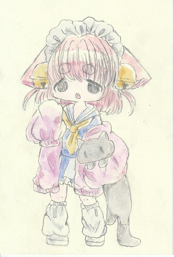 猫の手貸したげる。直筆イラスト。