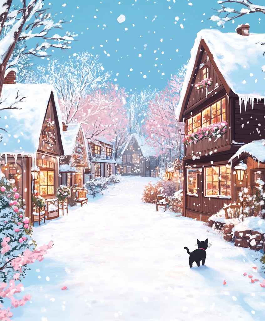 黒猫と歩く冬の散歩道🐈‍⬛...