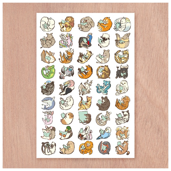 ポストカード『Book Lover Animals / Mint』