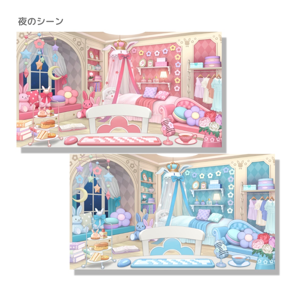 【動く背景素材】うさぎとお花のマイルーム