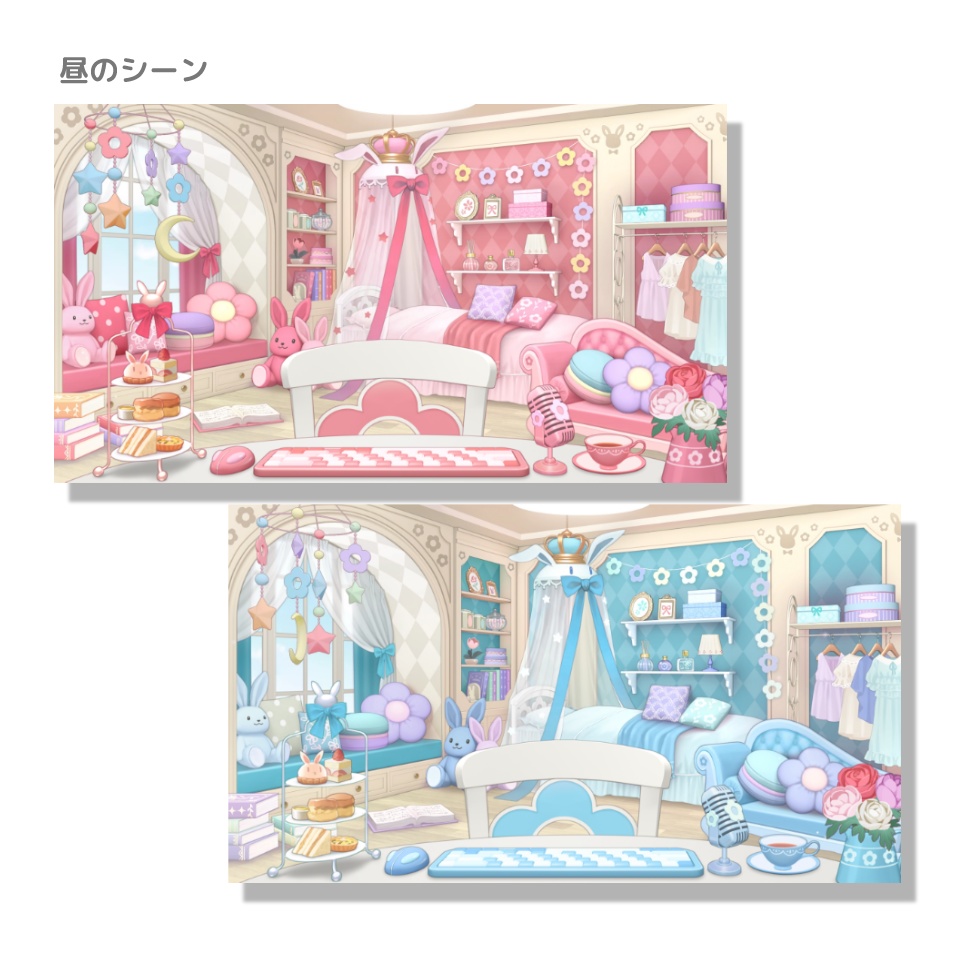 【動く背景素材】うさぎとお花のマイルーム