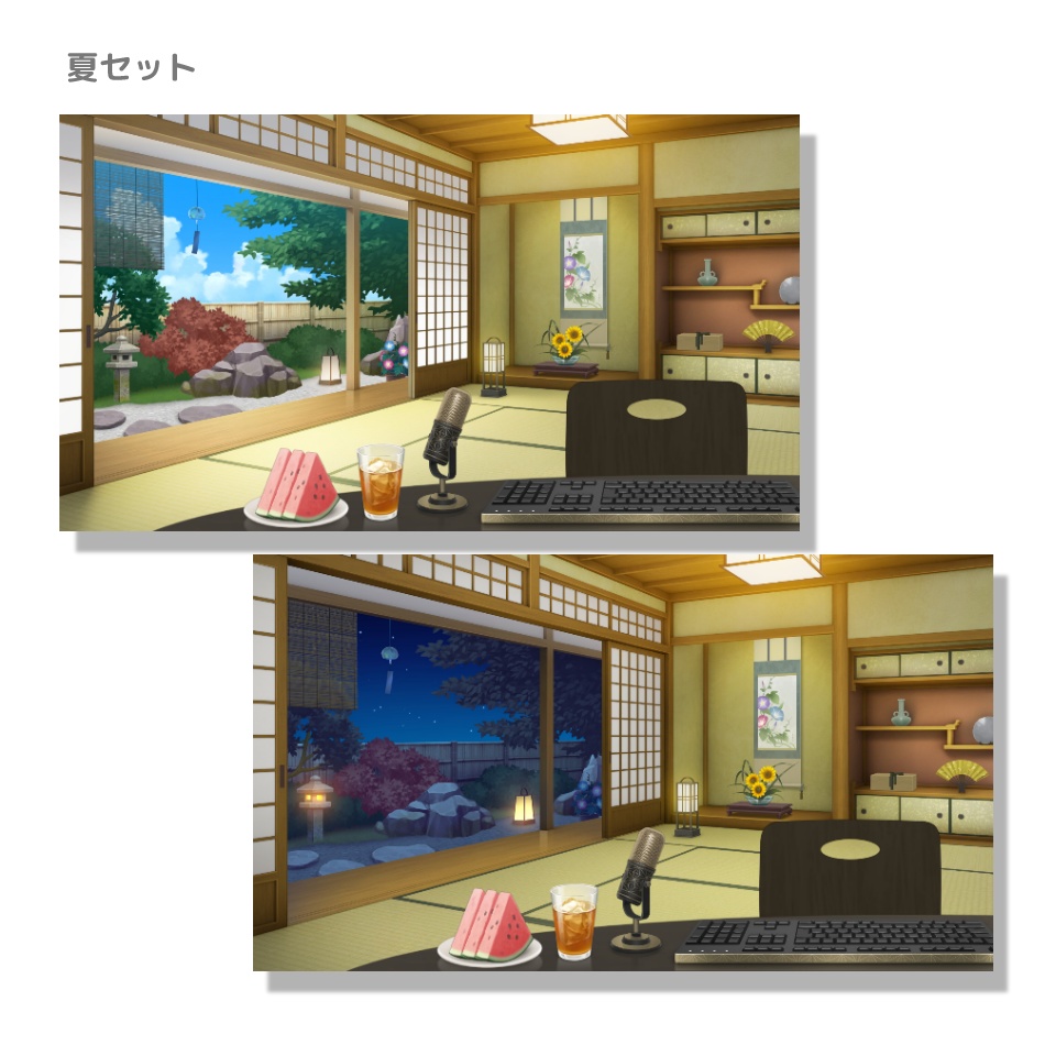 【動く背景素材】くつろぎの和室(汎用&春夏秋冬/昼夜差分あり)