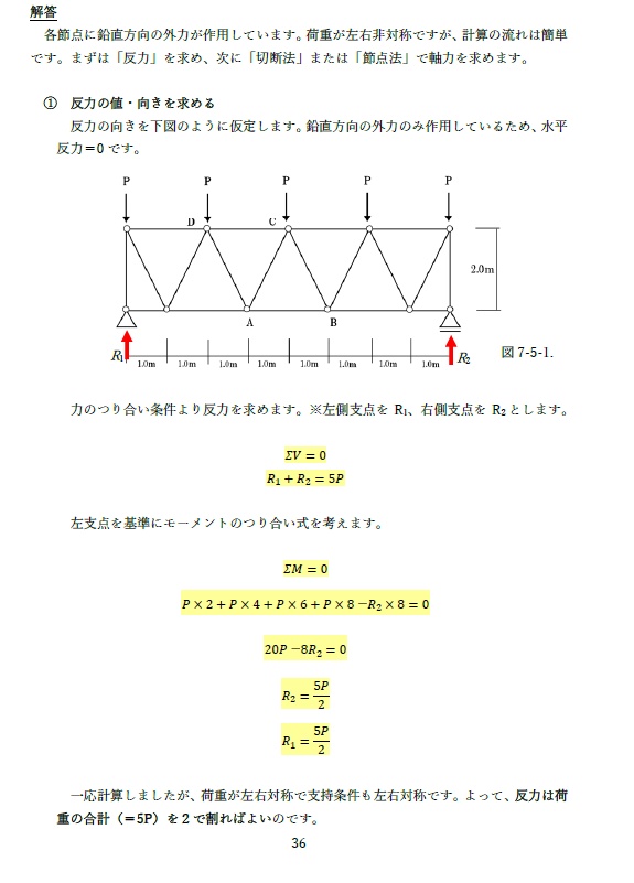 一級建築士試験の計算問題解説⑥ -トラス構造の解き方-(全65頁)