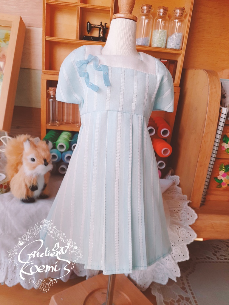 《1/3&1/4ドールサイズ》スクエアネックのシンプルワンピの型紙