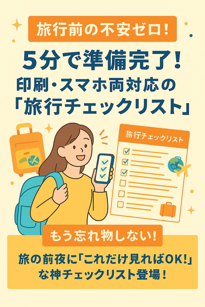 【旅行前の不安ゼロ！】5分で準備完了！印刷・スマホ両対応の「旅行チェックリスト」