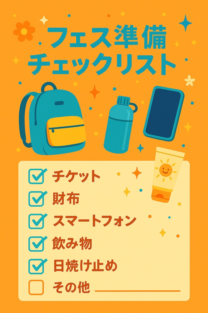 【フェス前の不安ゼロ!】5分で完了★持ち物チェックリスト|印刷&スマホ両対応◎