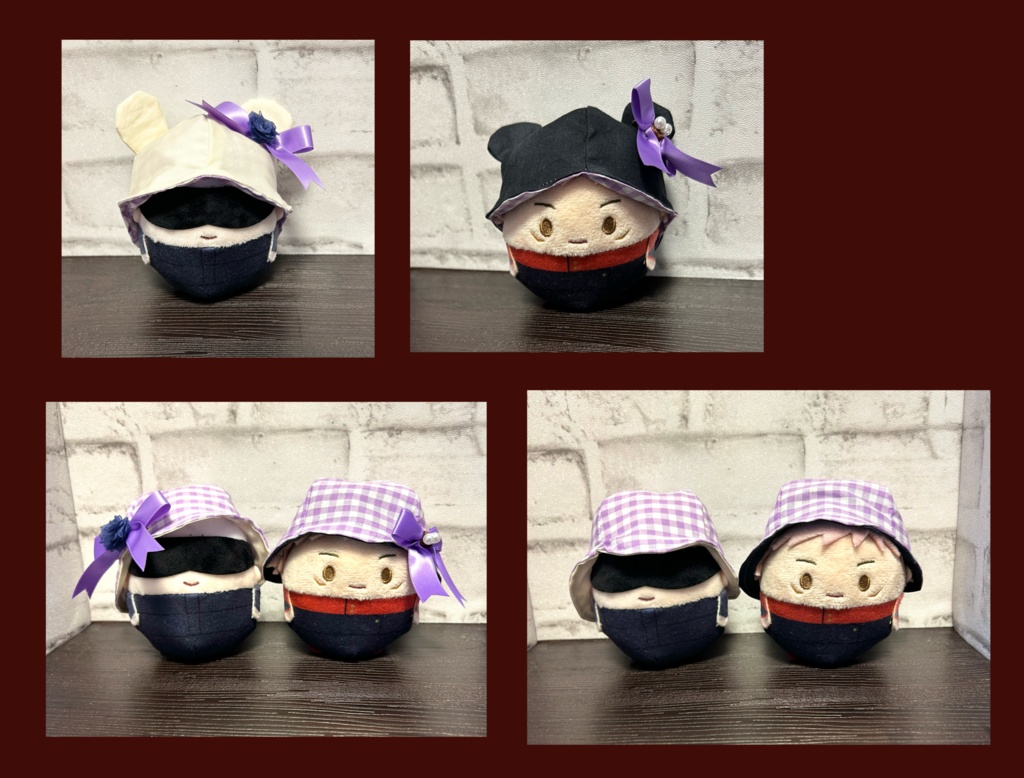 【16cmぬい用】チェックくまさんハット