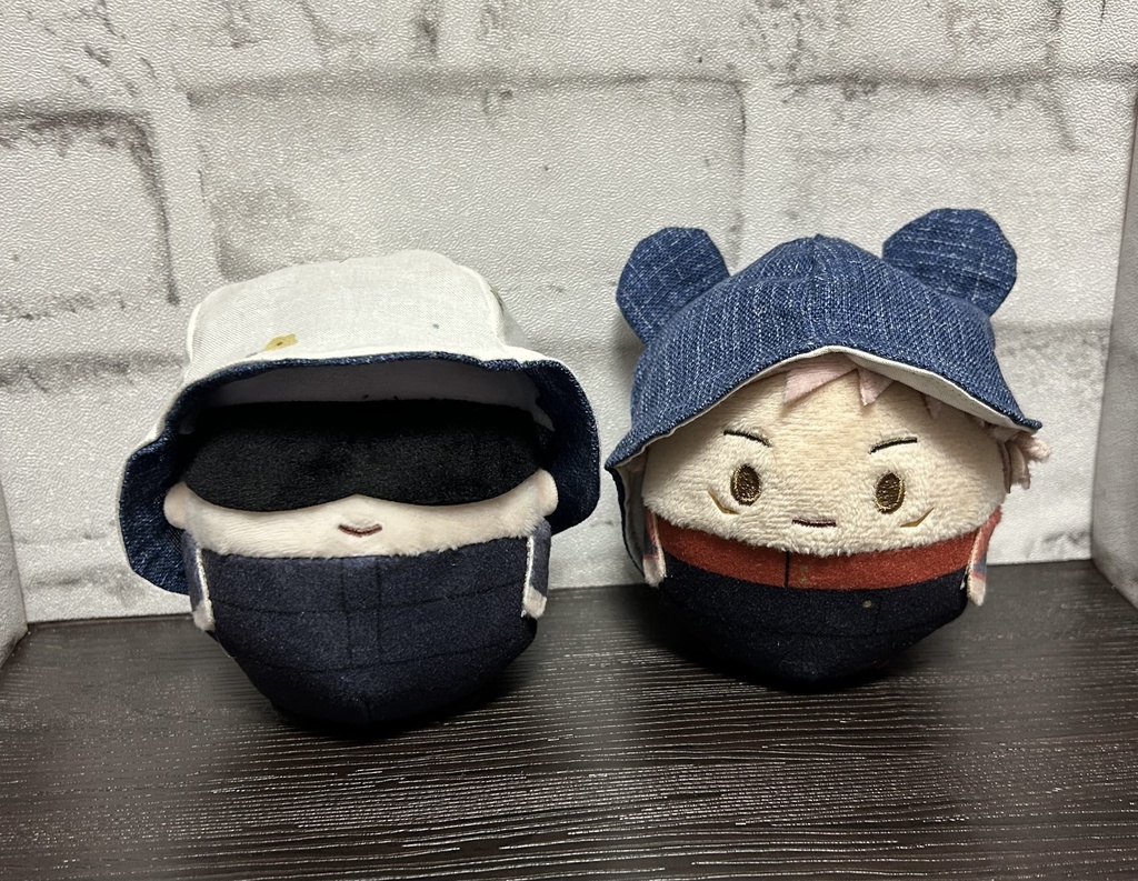 【16cmぬい用】くまさんはっと〜デニムブルー×花柄〜