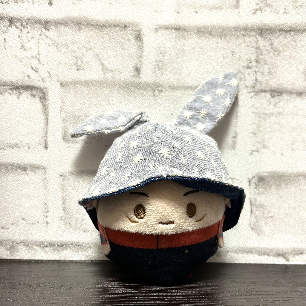 【16cmぬい用】うさちゃんはっと〜レース花柄×デニムブルー〜