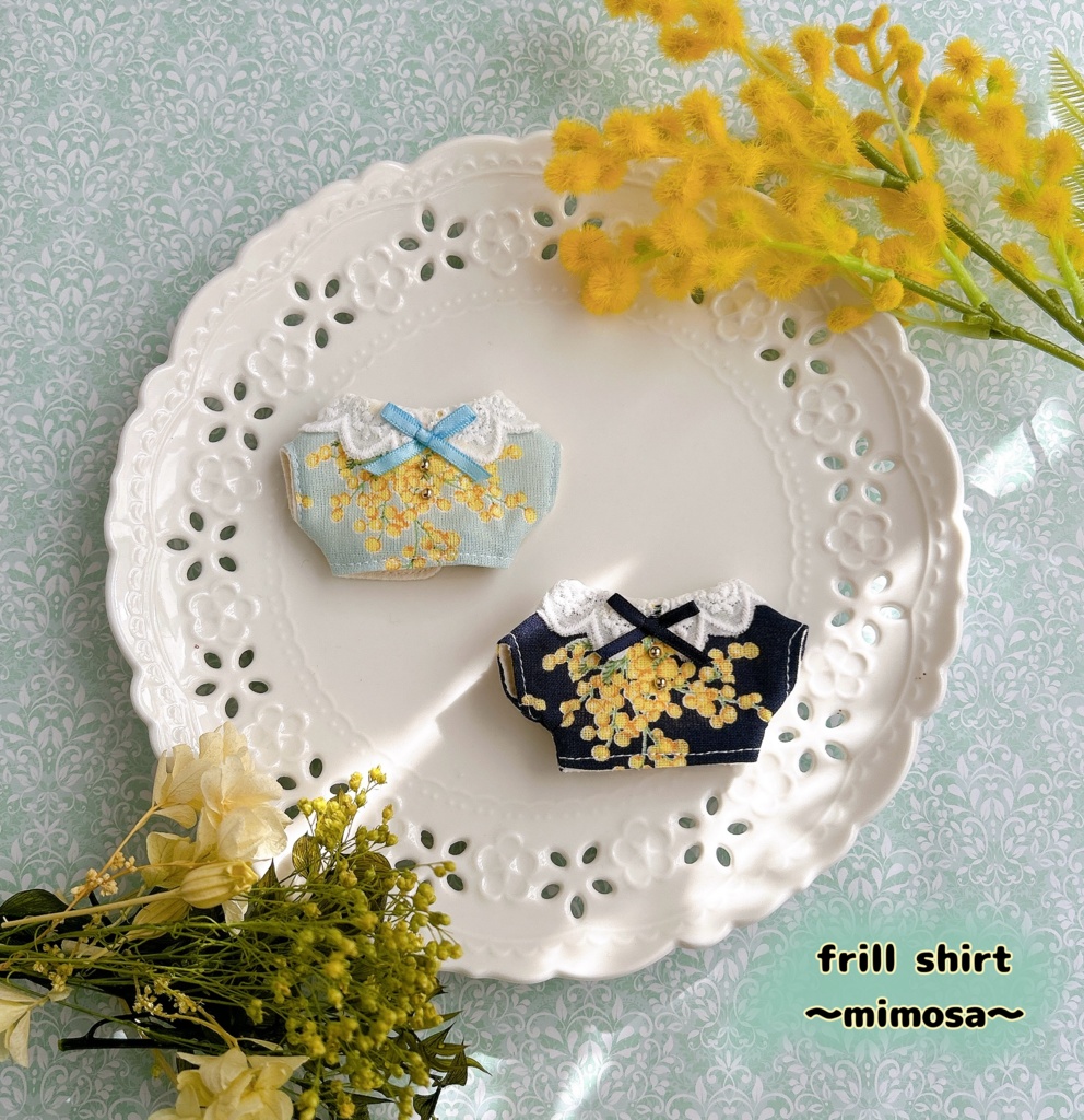 【10cmぬい用】フリルシャツ〜ミモザ〜