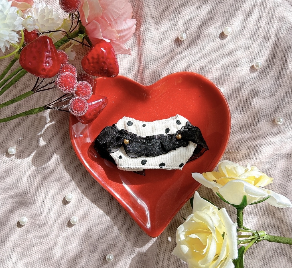 【10cmぬい用】水玉フリルシャツ