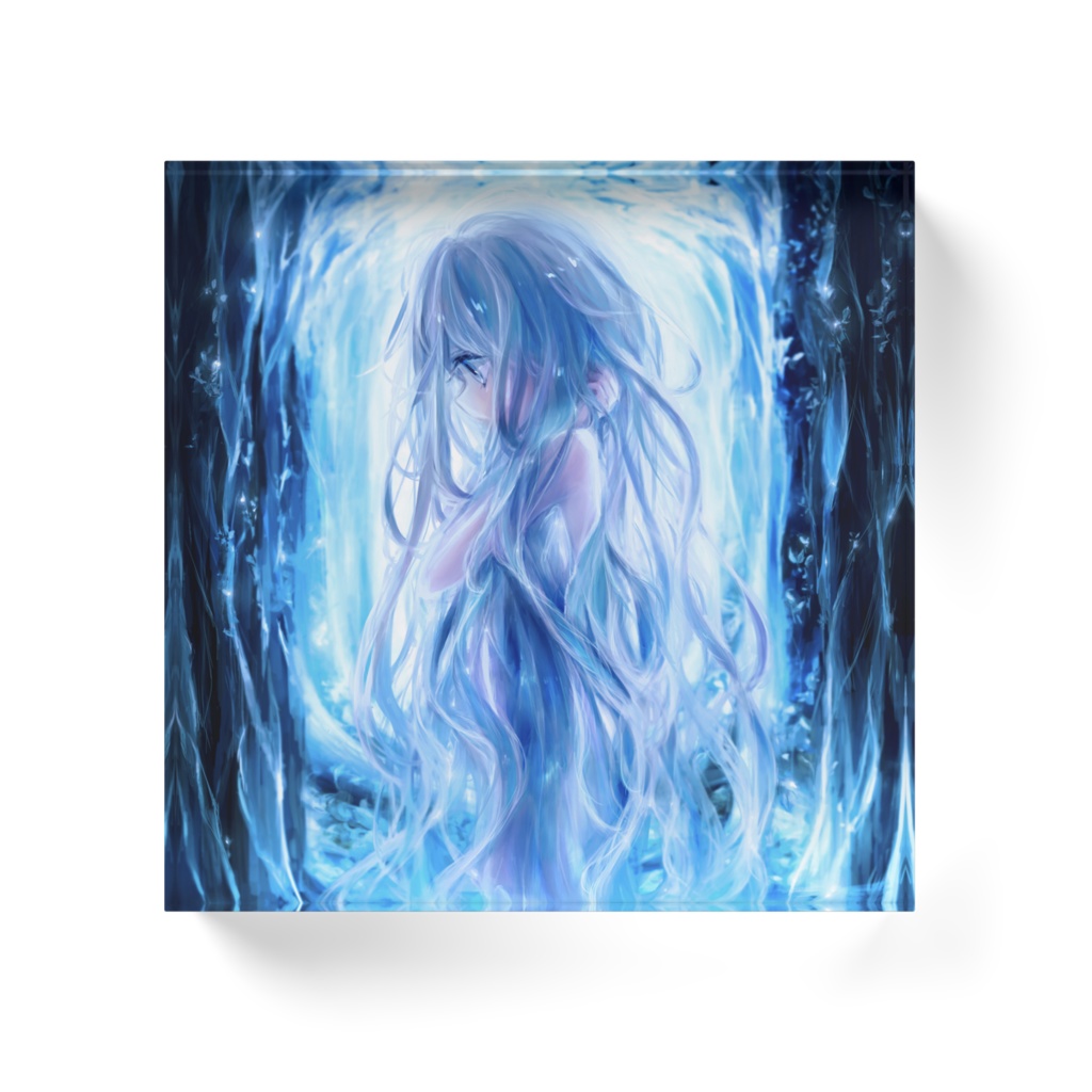 「森の中の泉と少女」アクリルブロック