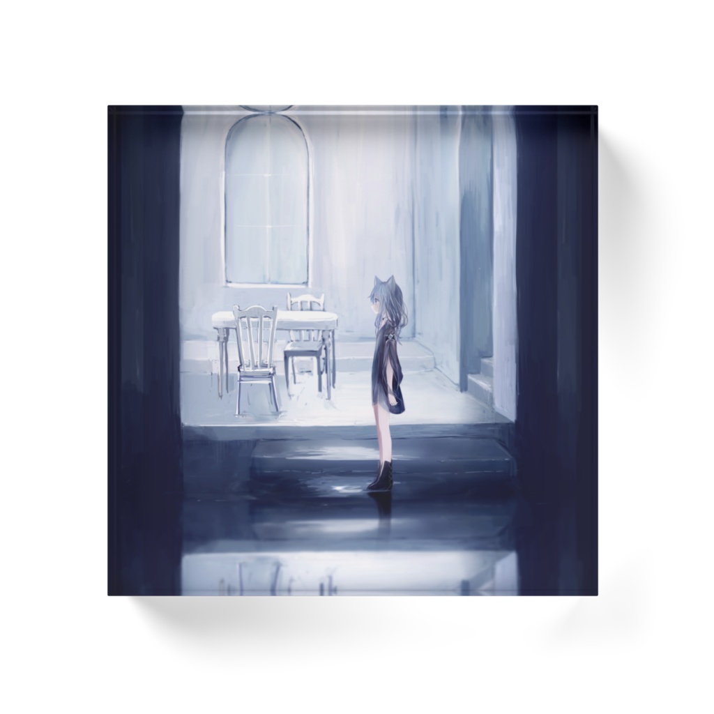 「猫耳少女と部屋」アクリルブロック