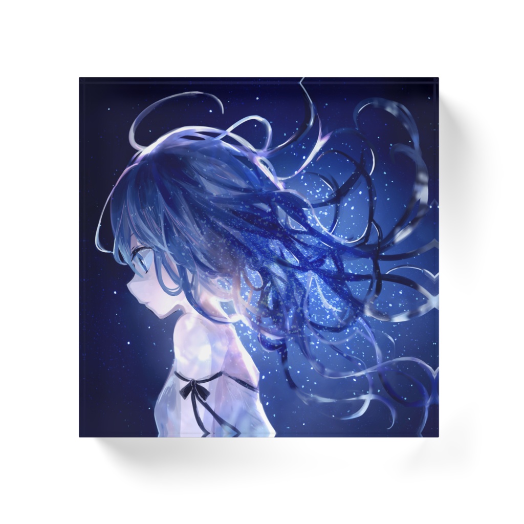 「星空と青の少女」アクリルブロック