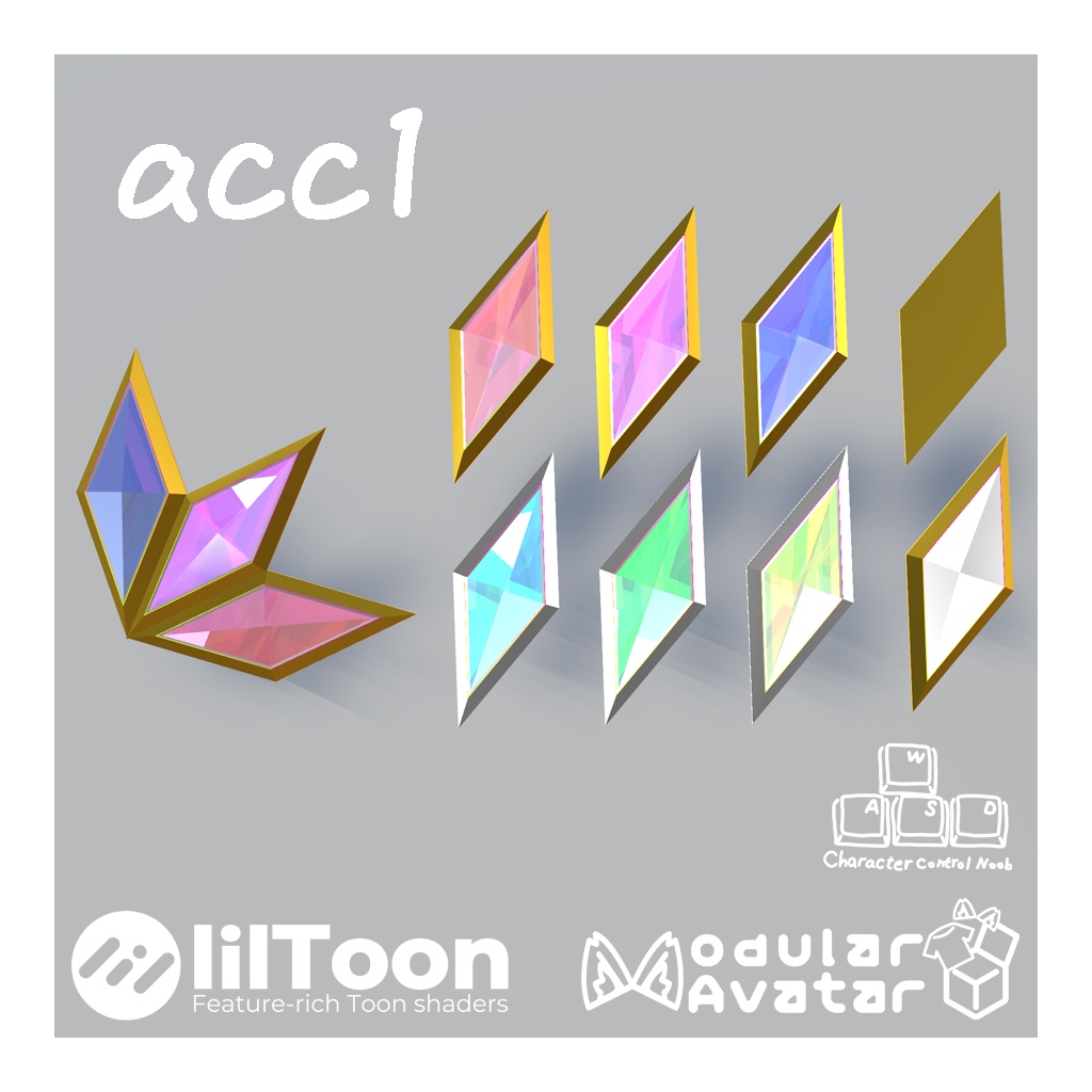 【無料有VRChat想定】ダイヤアクセサリー4種セット