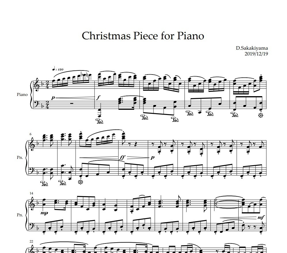 ピアノ曲 Christmas Piece For Piano 楽譜 名大作曲同好会 Booth