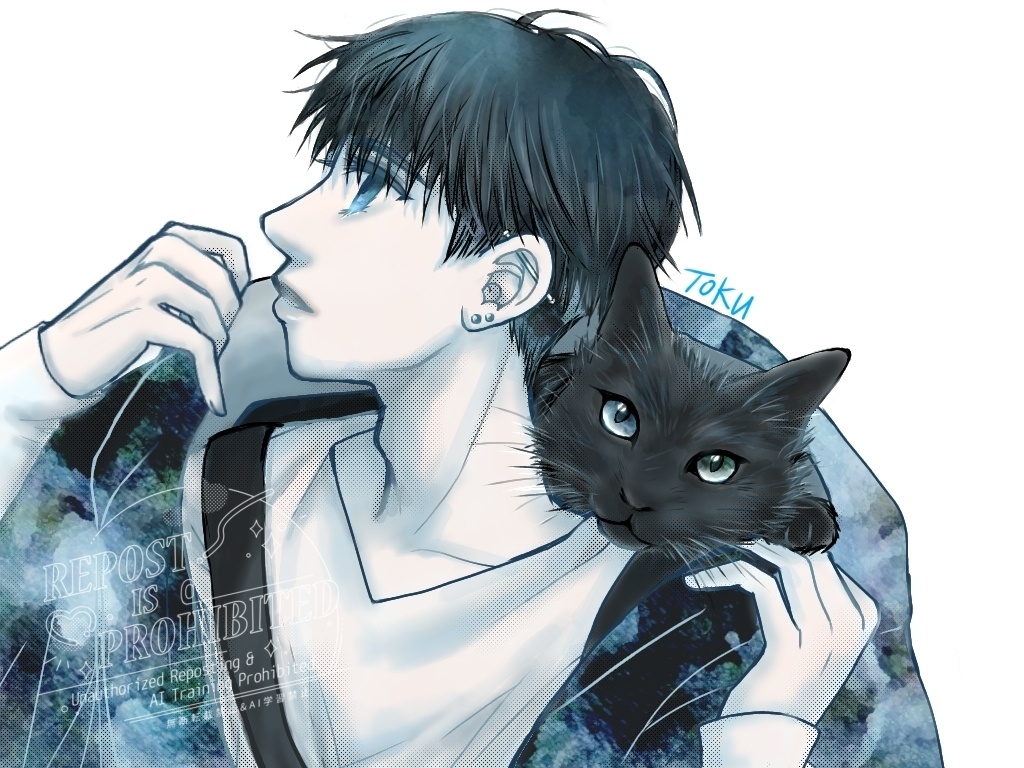 黒猫男子アクリルキーホルダー