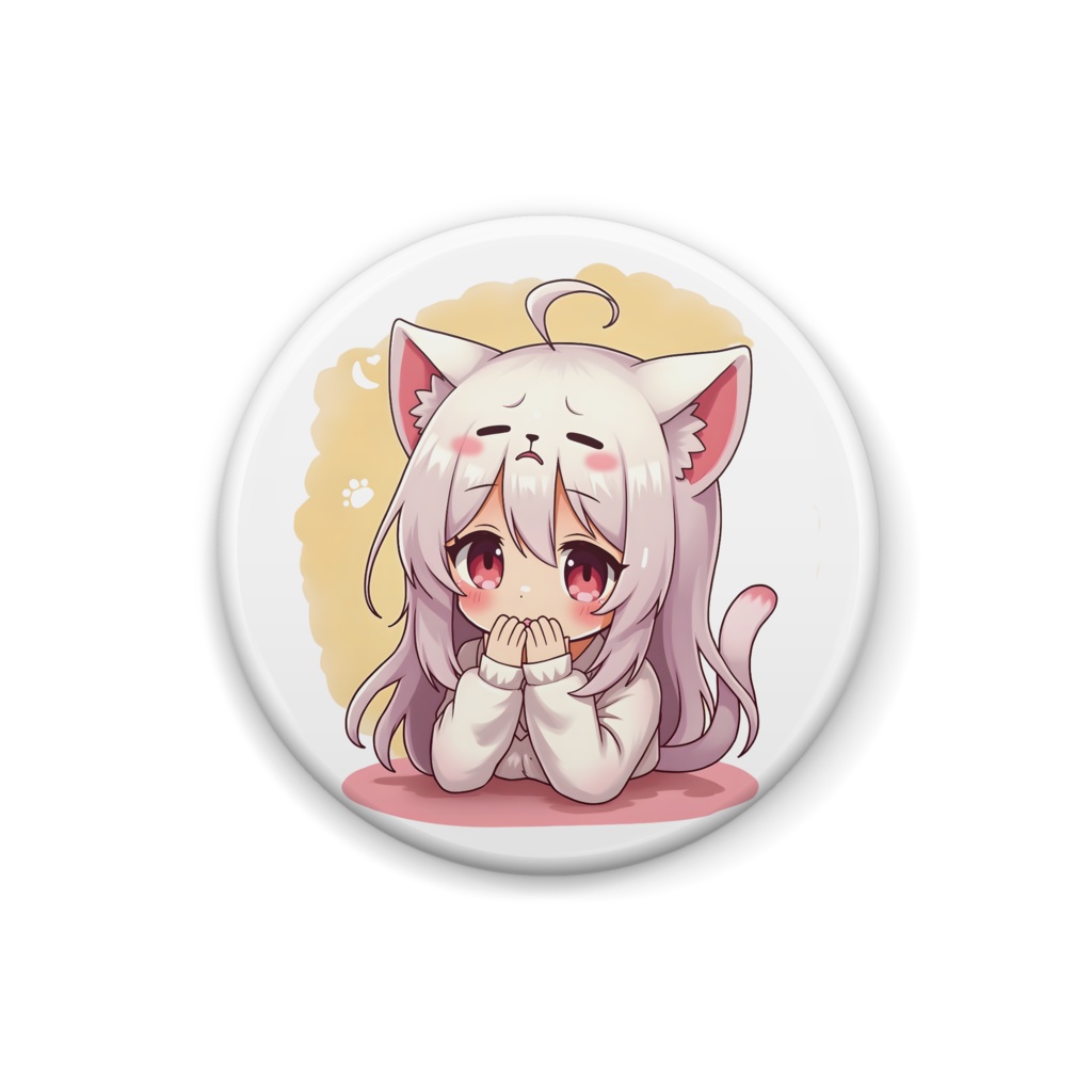 ささやくネコ娘 缶バッジ アニメ風 オリジナルキャラ