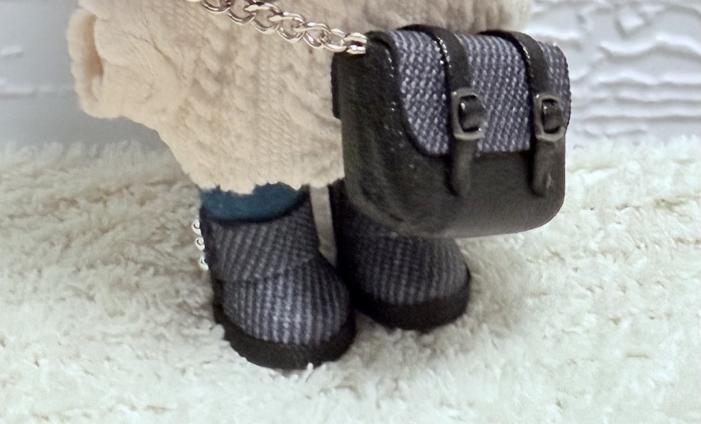 フェイクデニムレザーブーツ