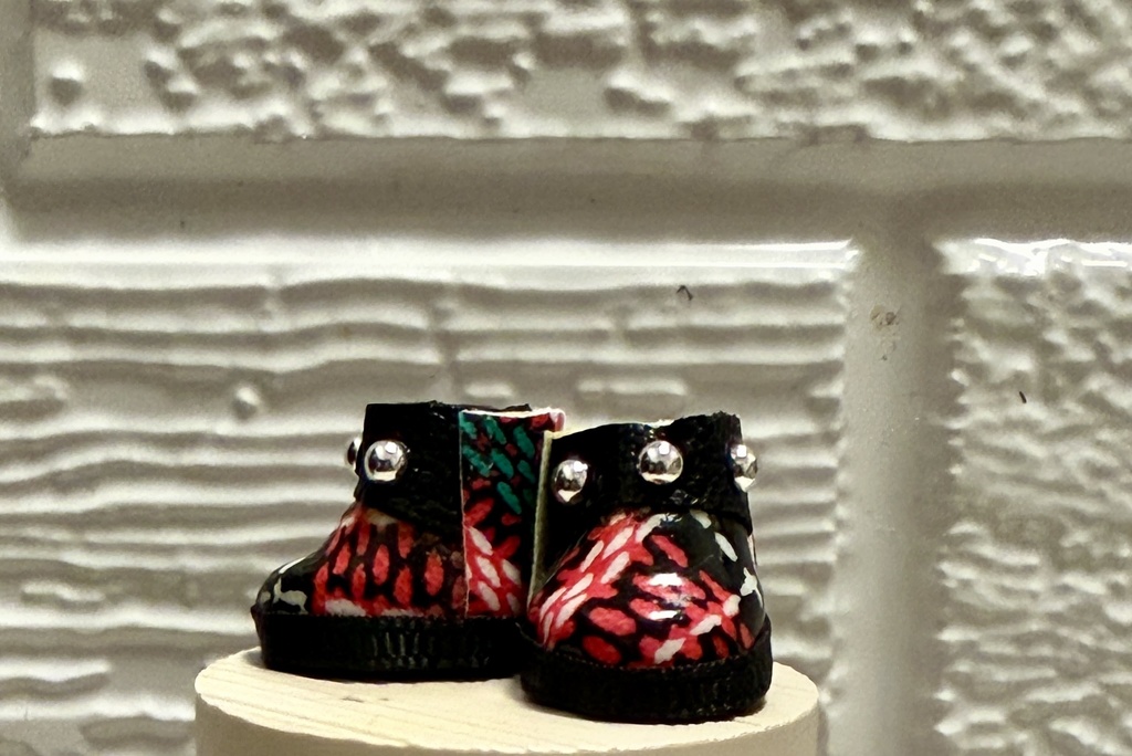 チェックレザーブーツ