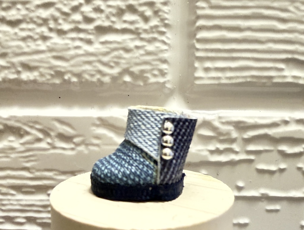 パッチワークデニムブーツ