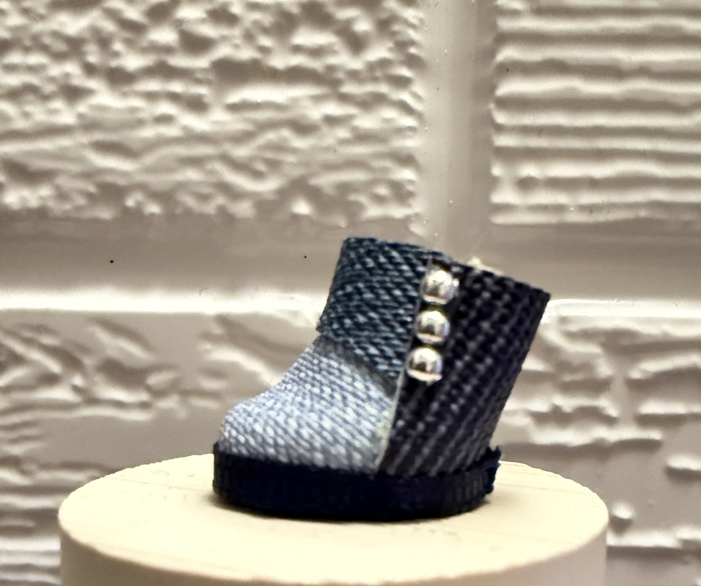 パッチワークデニムブーツ