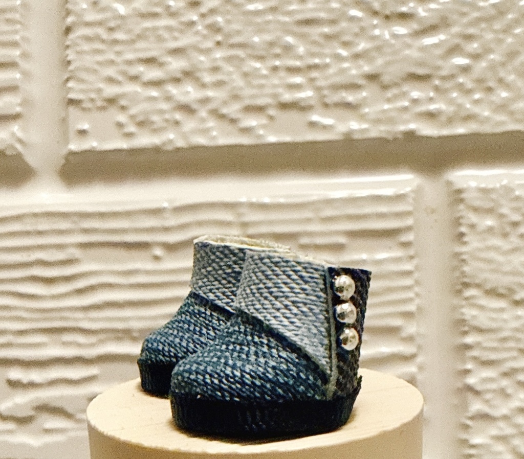 パッチワークデニムブーツ