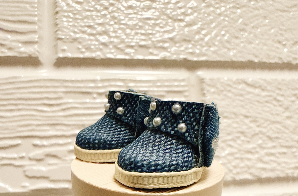 バックリボンデニムブーツ