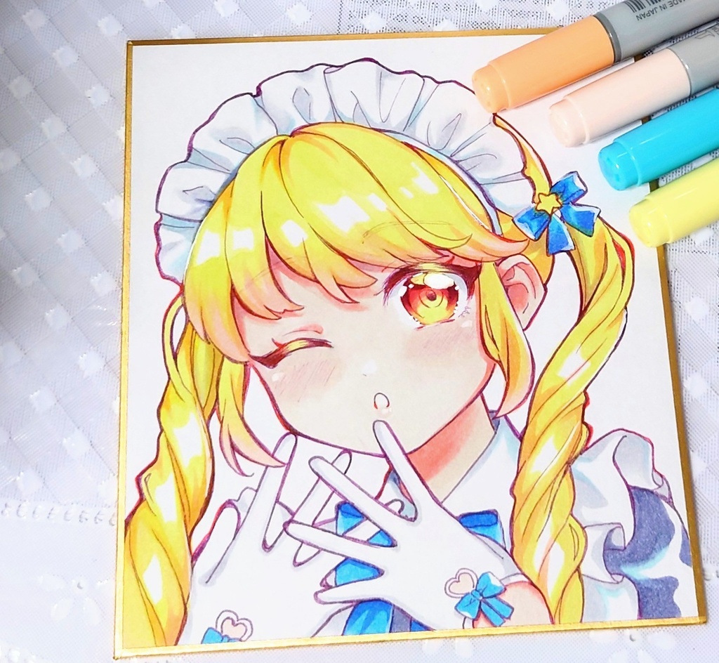 【ミニ色紙原画】🎀メイドさん🎀
