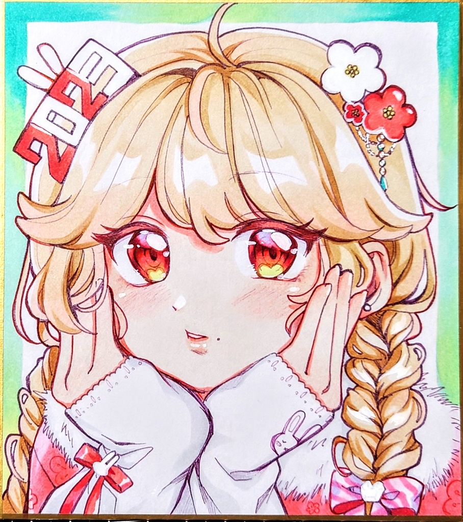 【ミニ色紙原画】🐰