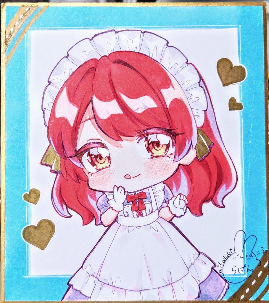 【ミニ原画色紙】メイドさん🩵♥