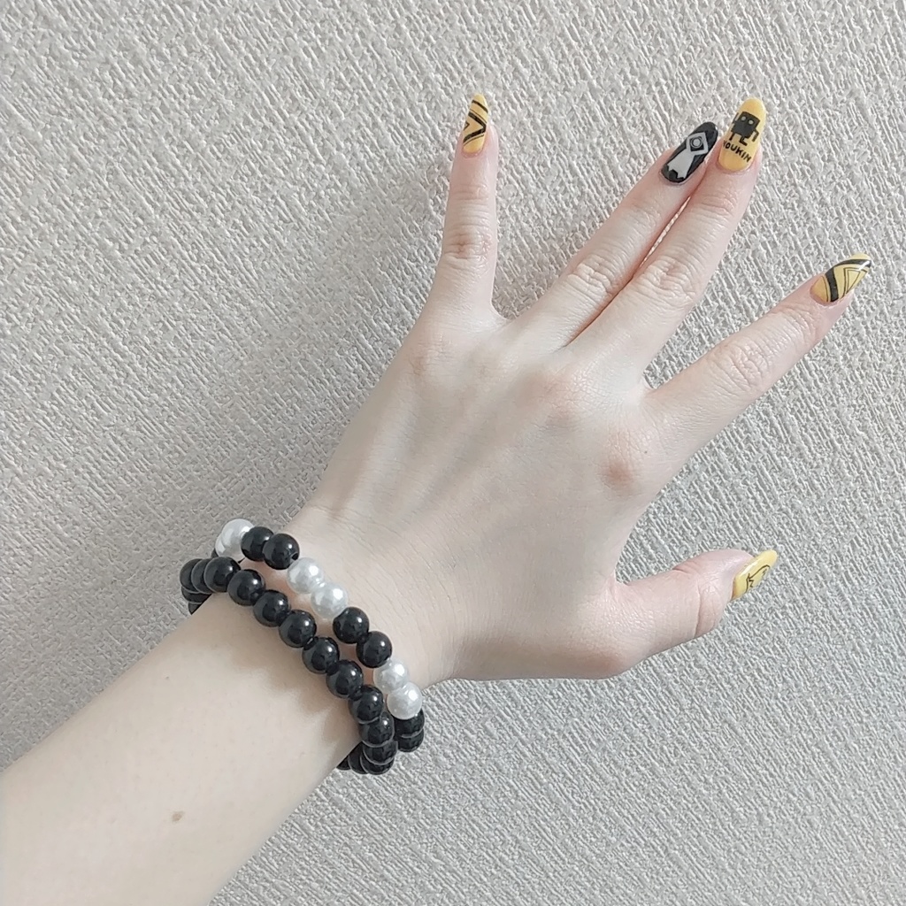 Double Black & Double Pearl Bracelet