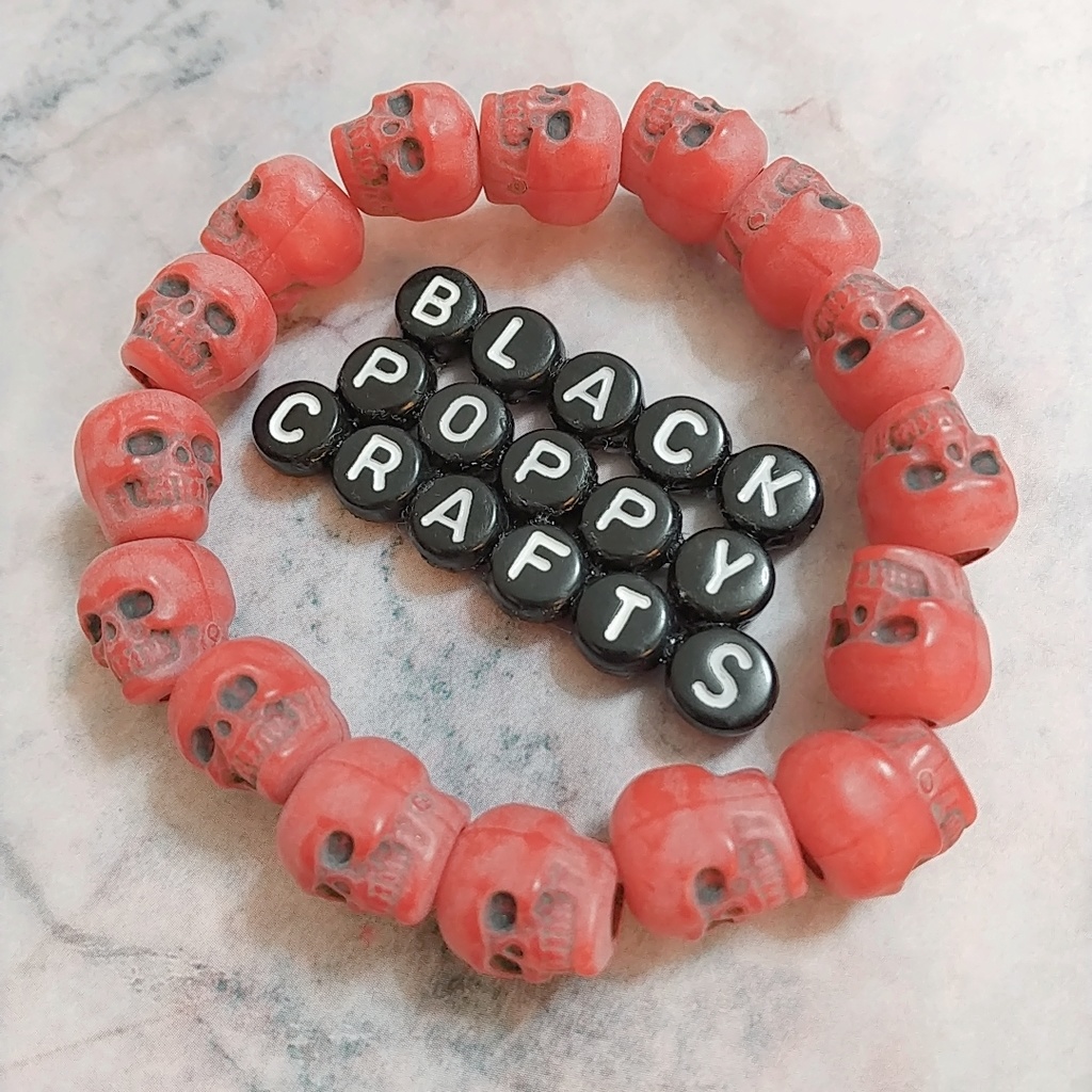 Cranberry Red Skull Bracelet